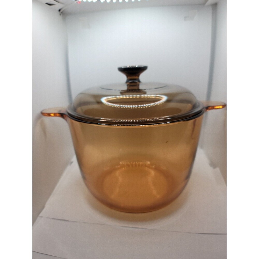 Corning Ware Vision Amber Stock Stew Pot 3.5 Liter Pyrex Lid Cookware France